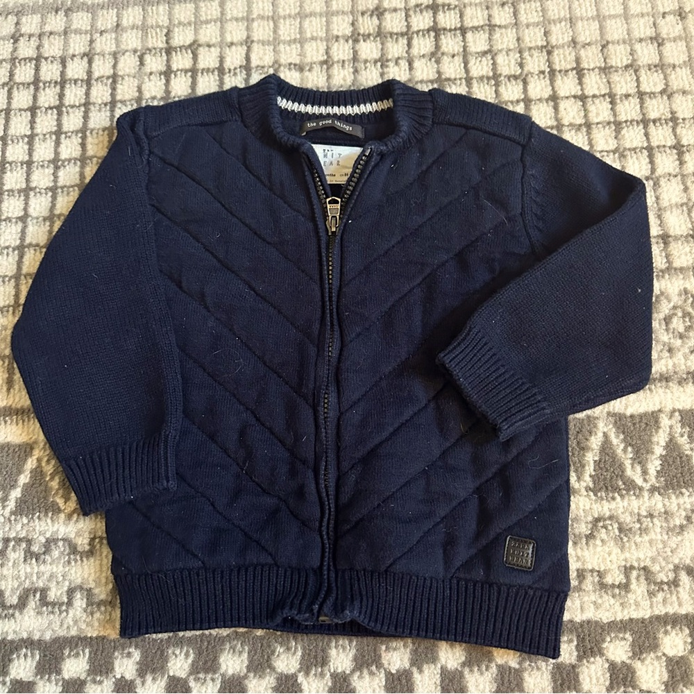 Zara knit wear navy zip up jacket